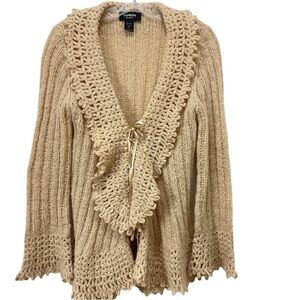 Express Cream Wool Blend Knit CardiganSweater Size L